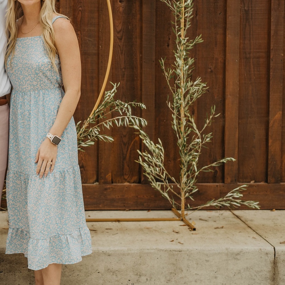 Blue and White Floral Maxi Dress